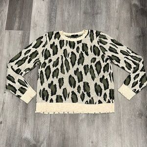 Fate distressed animal print sweater, size L